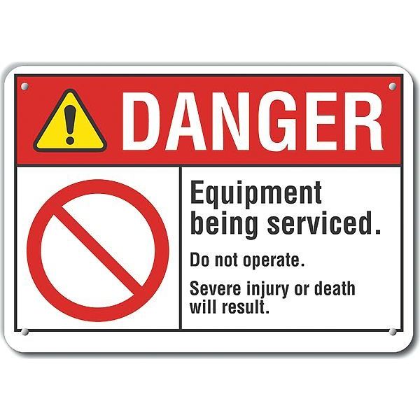 Reflective  Machine & Operation Danger Sign, 7 in Height, 10 in Width, Aluminum, Vertical Rectangle