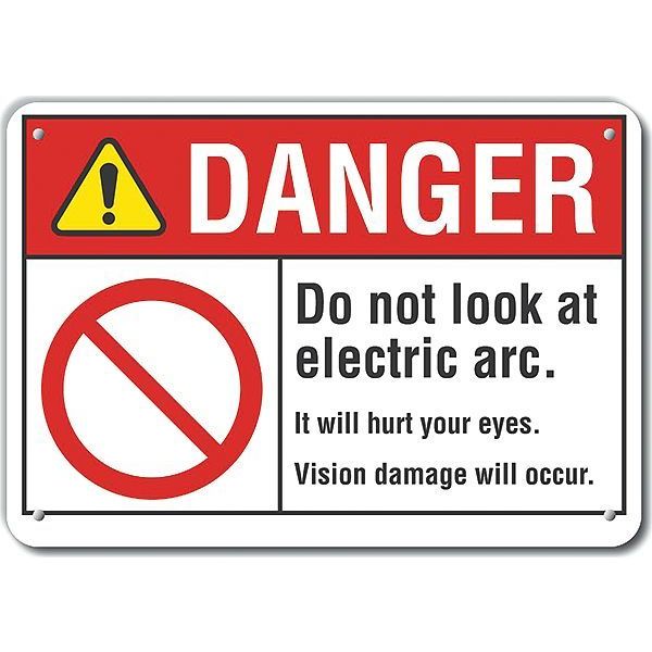 Plastic Welding Safety Danger Sign, 10 in Height, 14 in Width, Plastic, Horizontal Rectangle