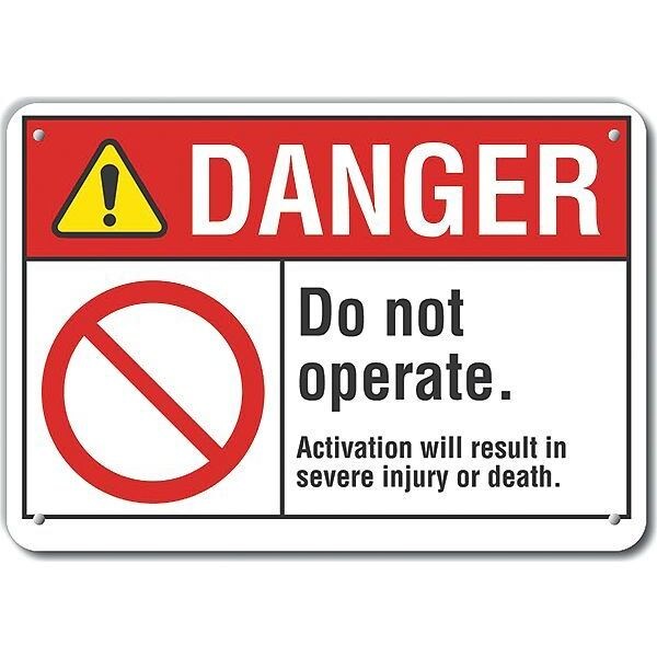 Aluminum Machine & Operation Danger Sign, 7 in Height, 10 in Width, Aluminum, Vertical Rectangle