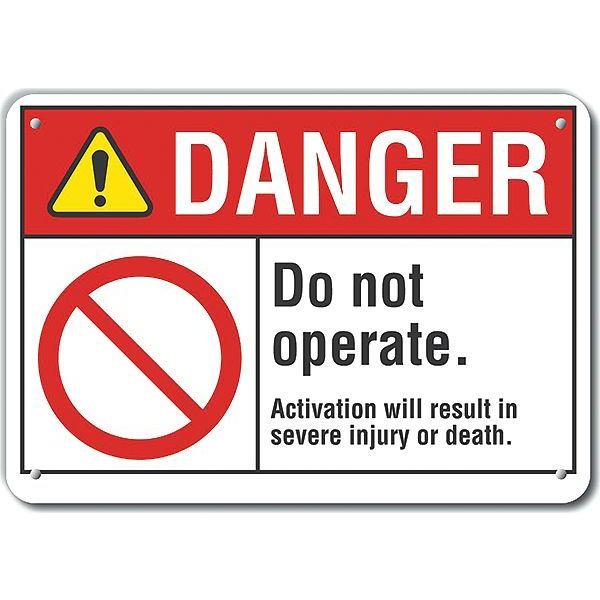 Plastic Machine & Operation Danger Sign, 7 in Height, 10 in Width, Plastic, Vertical Rectangle
