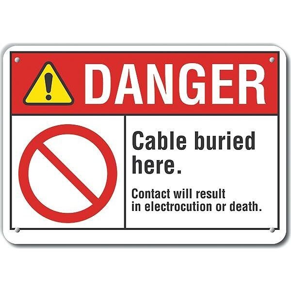 Plastic Buried Cable Danger Sign, 7 in H, 10 in W, Vertical Rectangle, LCU4-0113-NP_10X7