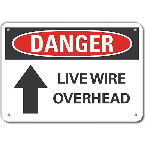 Decal, Plastic, Danger Live Wire, 14 x 10