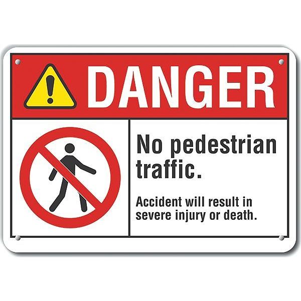 Danger Sign, 7 in Height, 10 in Width, Plastic, Vertical Rectangle, English