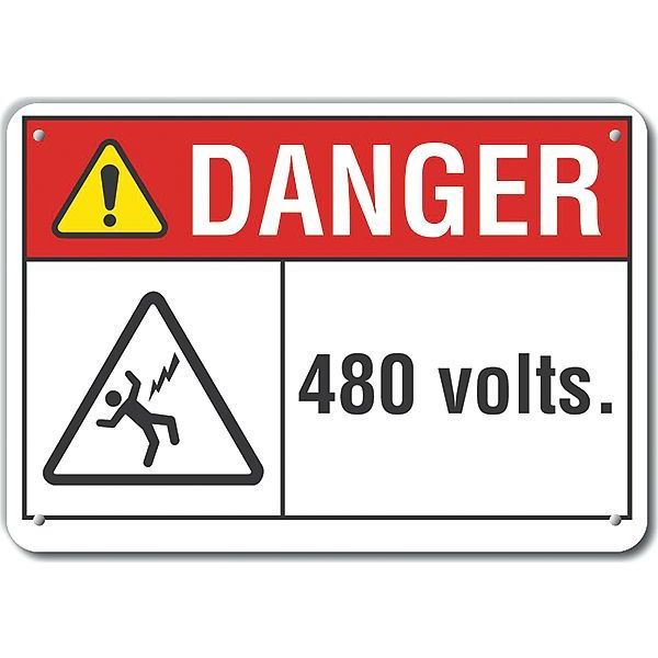 Decal, Plastic, Danger 480 Volts, 14 x 10