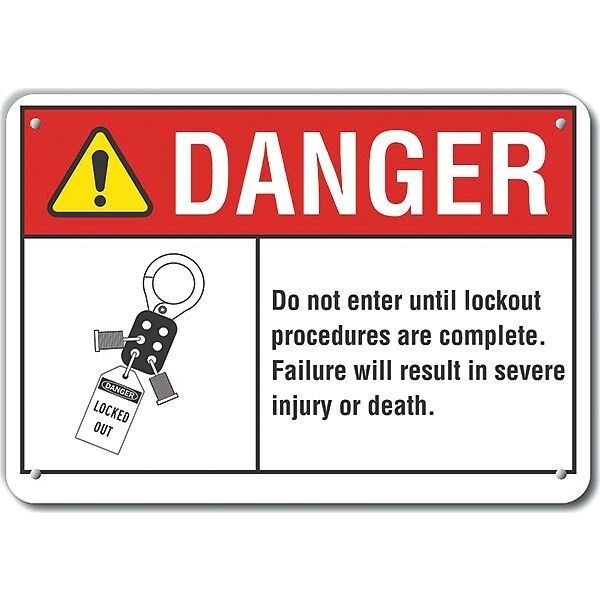 Plastic Lockout Tagout Danger Sign, 10 in Height, 14 in Width, Plastic, Horizontal Rectangle