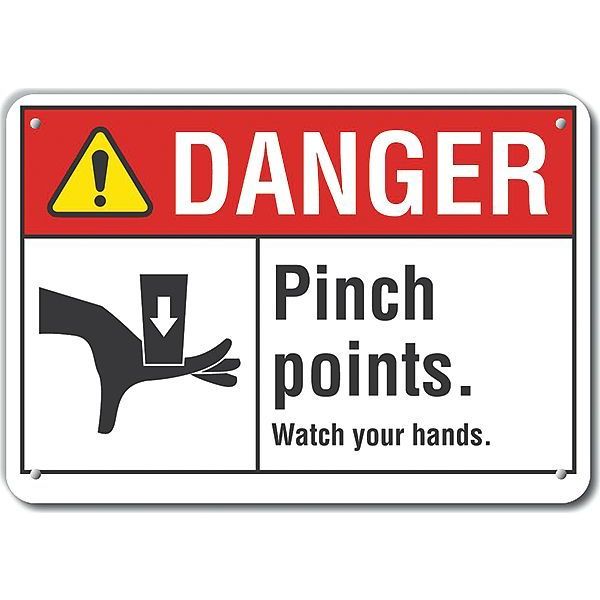 Danger Sign, 10 in Height, 14 in Width, Aluminum, Horizontal Rectangle, English