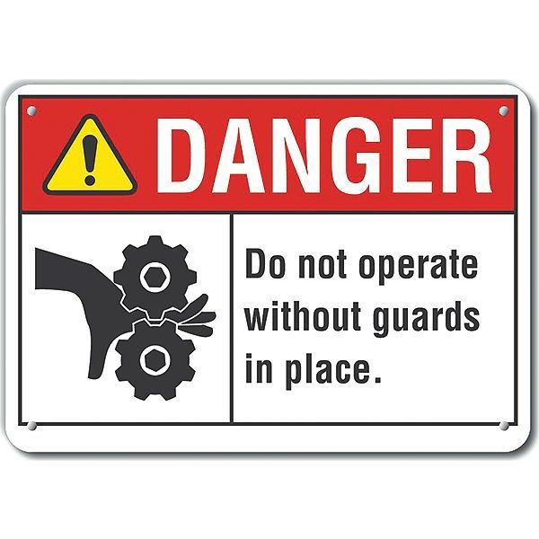 Danger Sign, 10 in Height, 14 in Width, Plastic, Horizontal Rectangle, English