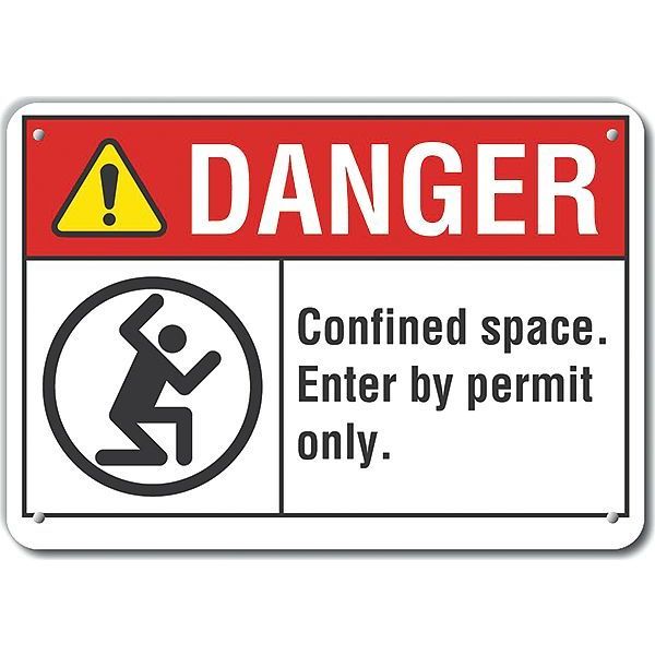 Decal, Danger Confined Space, 14x10