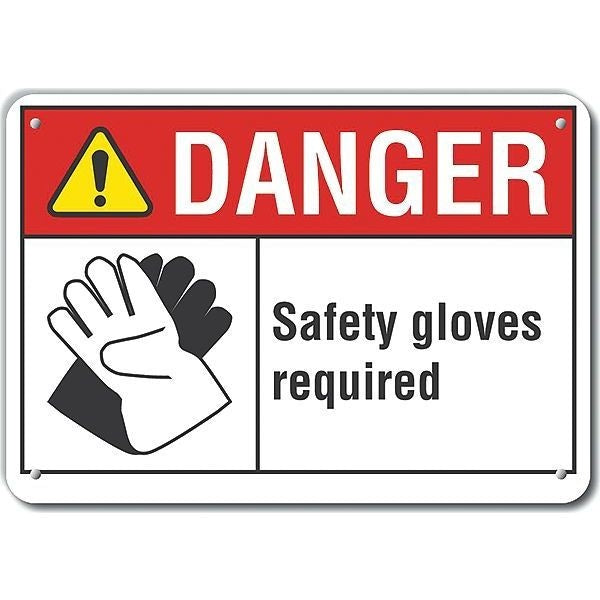 Reflective  Hand  Danger Sign, 10 in Height, 14 in Width, Aluminum, Horizontal Rectangle, English