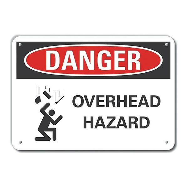 Danger Sign, 10 in Height, 14 in Width, Aluminum, Horizontal Rectangle, English