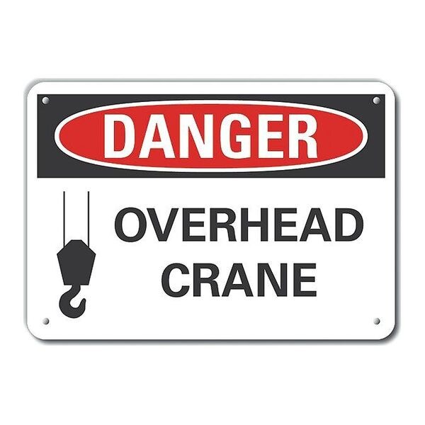 Danger Sign, 10 in Height, 14 in Width, Aluminum, Horizontal Rectangle, English