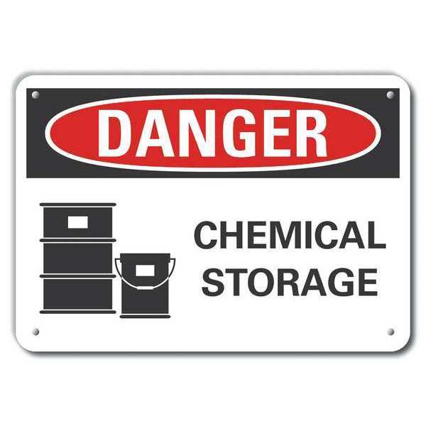 Plastic Chemicals Danger Sign, 7 in H, 10 in W, Vertical Rectangle, LCU4-0212-NP_10X7