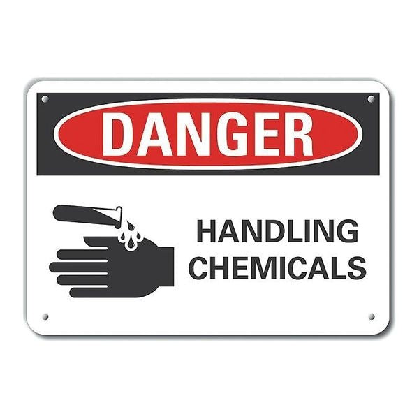 Reflective Chemicals Danger Sign, 7 in H, 10 in W, Vertical Rectangle, English, LCU4-0214-RA_10X7