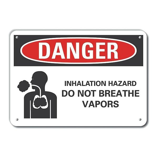 Plastic Inhalation Hazard  Danger Sign, 7 in Height, 10 in Width, Plastic, Vertical Rectangle