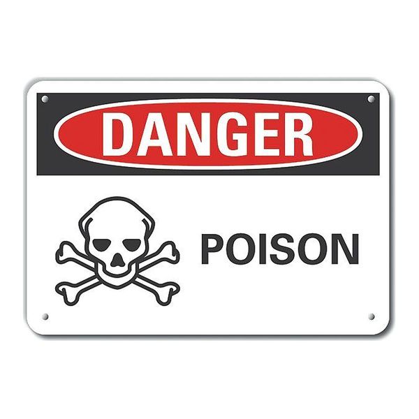 Reflective Poison Danger Sign, 10 in H, 14 in W, Horizontal Rectangle, English, LCU4-0221-RA_14X10