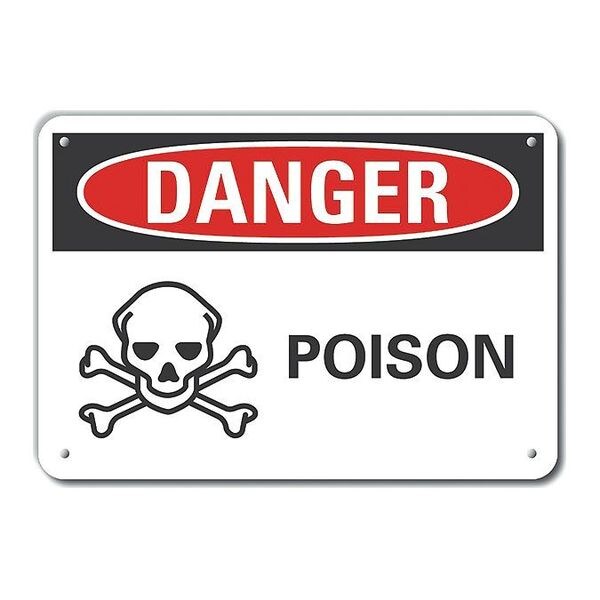 Plastic Poison Danger Sign, 7 in H, 10 in W, Plastic, Vertical Rectangle, LCU4-0221-NP_10X7