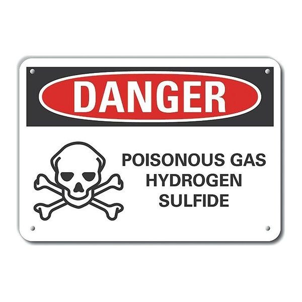 Aluminum Poisonous Gas Danger Sign, 7 in H, 10 in W, Vertical Rectangle, English, LCU4-0222-NA_10X7