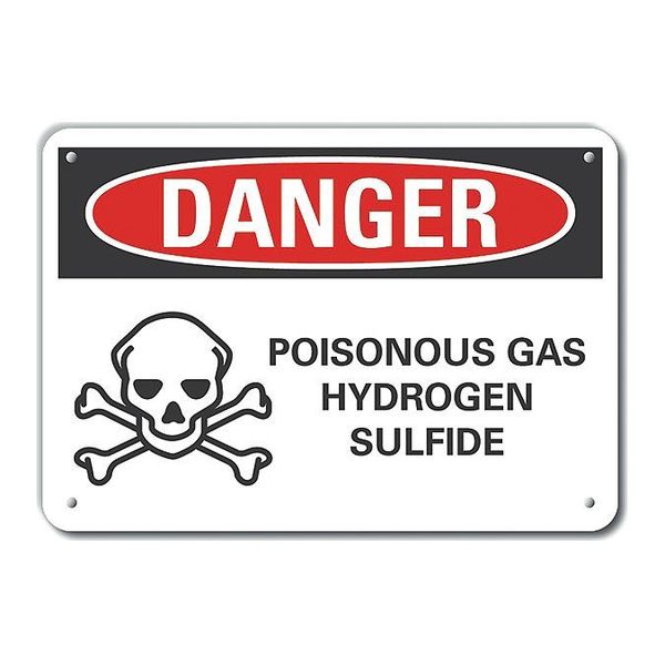 Reflective Poisonous Gas Danger Sign, 10 in H, 14 in W, Horizontal Rectangle, LCU4-0222-RA_14X10
