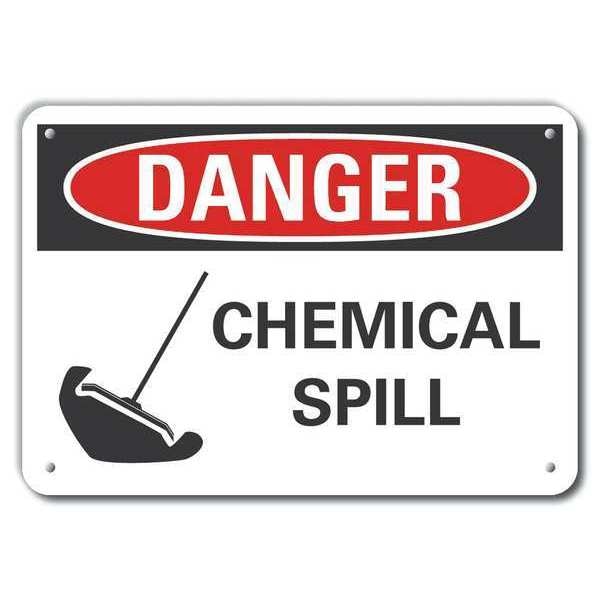 Aluminum Chemicals Danger Sign, 7 in H, 10 in W, Vertical Rectangle, LCU4-0224-NA_10X7