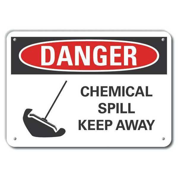 Aluminum Chemicals Danger Sign, 7 in H, 10 in W, Vertical Rectangle, LCU4-0225-NA_10X7