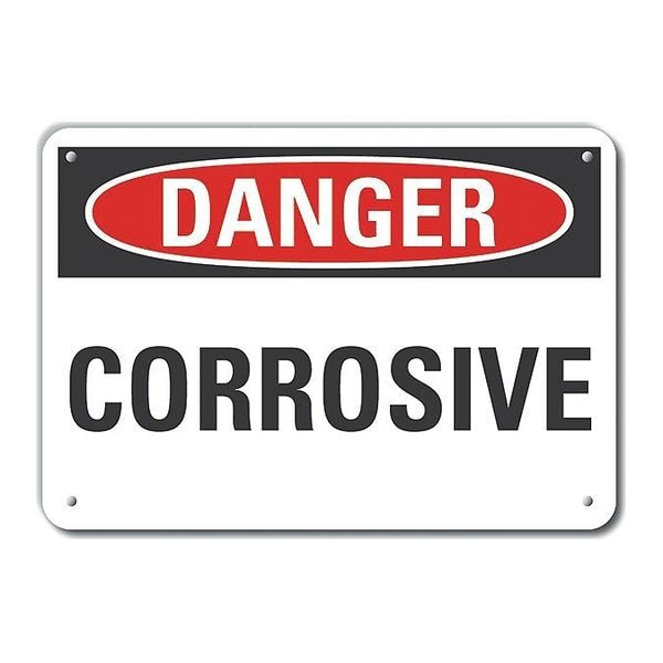 Reflective Corrosive Materials Danger Sign, 7 in H, 10 in W, Vertical Rectangle, LCU4-0326-RA_10X7