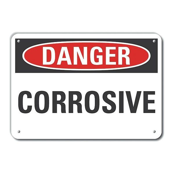 Plastic Corrosive Materials Danger Sign, 7 in H, 10 in W, Vertical Rectangle, LCU4-0326-NP_10X7