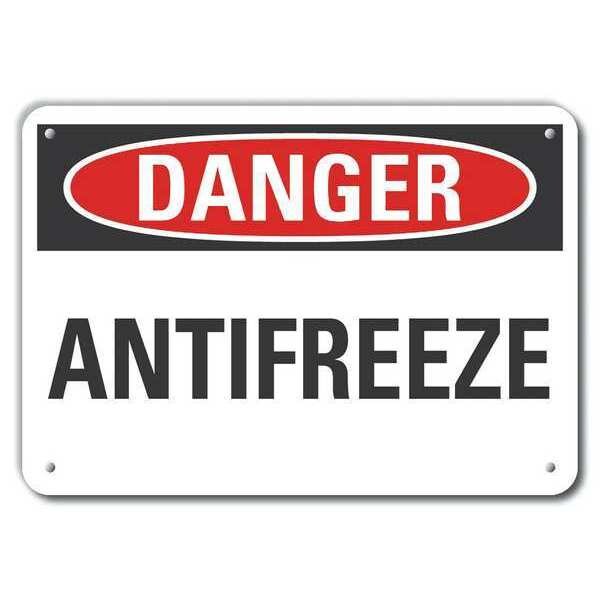 Reflective  Antifreeze Danger Sign, 10 in Height, 14 in Width, Aluminum, Horizontal Rectangle