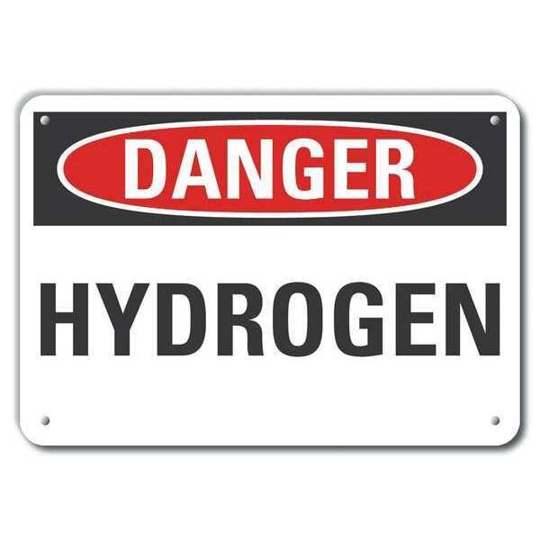 Reflective  Hydrogen Danger Sign, 7 in Height, 10 in Width, Aluminum, Vertical Rectangle, English