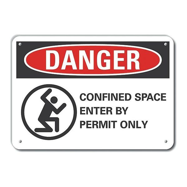 Decal, Danger Confined Space, 14x10