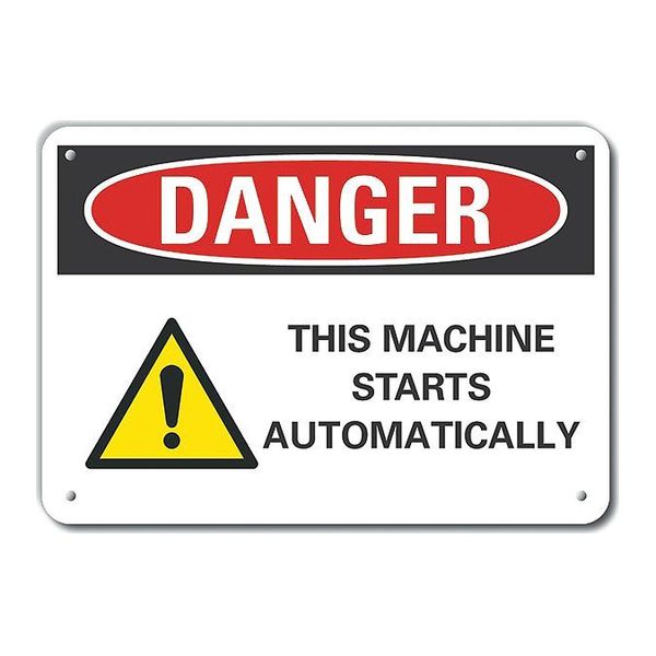 Danger Sign, 10 in Height, 14 in Width, Aluminum, Horizontal Rectangle, English