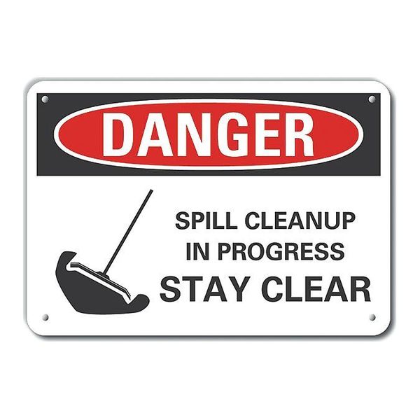 Aluminum Spill Control Danger Sign, 7 in Height, 10 in Width, Aluminum, Vertical Rectangle, English