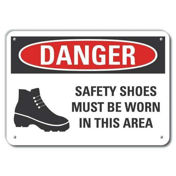 Decal, Plastic, Danger Safety Shoes, 14x10