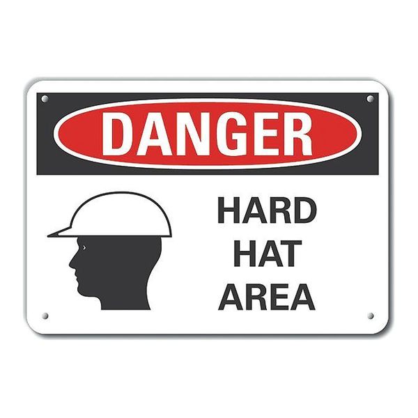 Decal, Plastic, Danger Hard Hat Area, 10x7