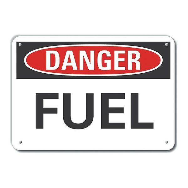 Reflective  Fuel Material Danger Sign, 10 in Height, 14 in Width, Aluminum, Horizontal Rectangle