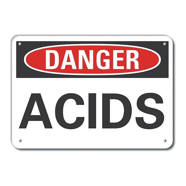 Plastic Acid Danger Sign, 7 in H, 10 in W, Vertical Rectangle, LCU4-0299-NP_10X7