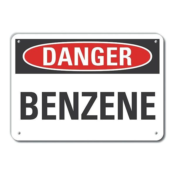 Plastic Benzene Danger Sign, 10 in H, 14 in W, Horizontal Rectangle, LCU4-0308-NP_14X10