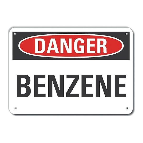 Reflective Benzene Danger Sign, 10 in H, 14 in W, Horizontal Rectangle, English, LCU4-0308-RA_14X10