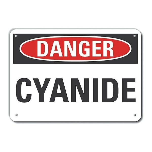 Aluminum Cyanide Danger Sign, 7 in Height, 10 in Width, Aluminum, Vertical Rectangle, English
