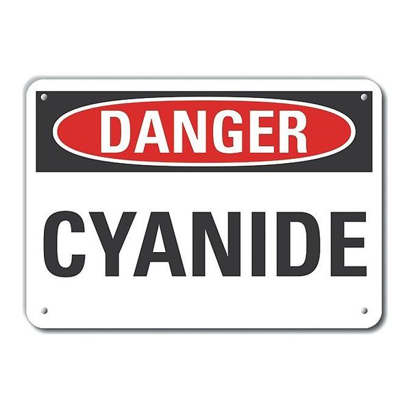 Plastic Cyanide Danger Sign, 7 in Height, 10 in Width, Plastic, Vertical Rectangle, English