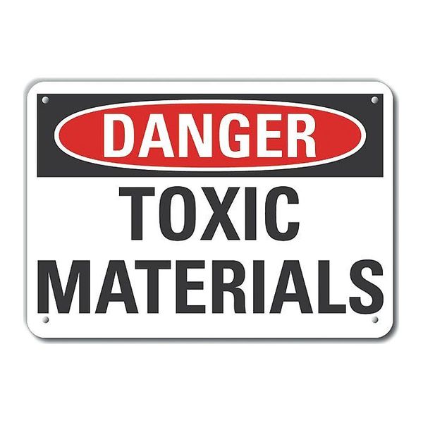 Aluminum Toxic Materials Danger Sign, 7 in H, 10 in W, Vertical Rectangle, LCU4-0380-NA_10X7