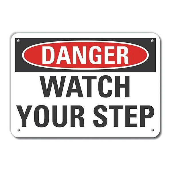 Plastic Steps Danger Sign, 7 in Height, 10 in Width, Plastic, Vertical Rectangle, English