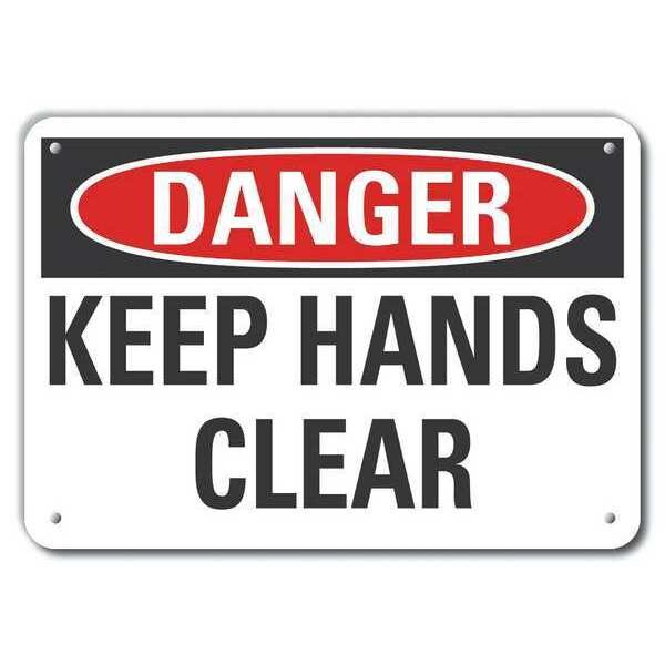 Plastic Keep Hands Clear Danger Sign, 7 in Height, 10 in Width, Plastic, Vertical Rectangle
