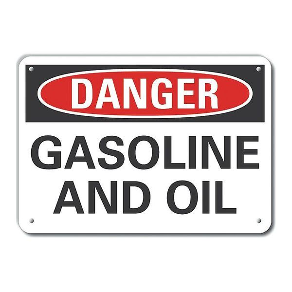 Plastic Gasoline Danger Sign, 10 in H, 14 in W, Horizontal Rectangle, LCU4-0387-NP_14X10