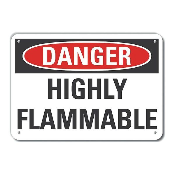 Aluminum Flammable Material Danger Sign, 7 in H, 10 in W, Vertical Rectangle, LCU4-0388-NA_10X7