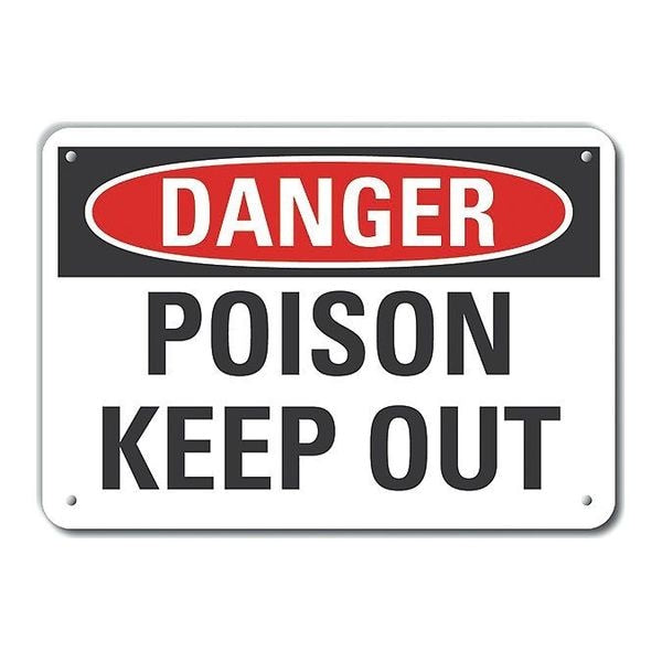 Aluminum Poison Danger Sign, 10 in H, 14 in W, Horizontal Rectangle, English, LCU4-0377-NA_14X10