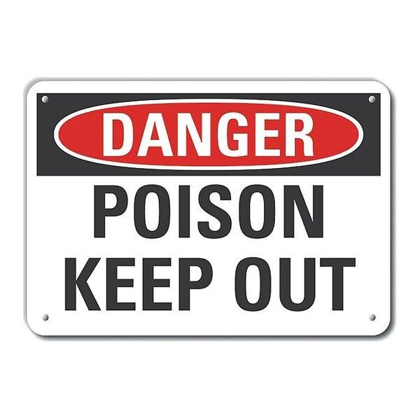 Plastic Poison Danger Sign, 10 in H, 14 in W, Plastic, Horizontal Rectangle, LCU4-0377-NP_14X10