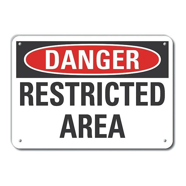 Reflective  Restricted Area Danger Sign, 7 in Height, 10 in Width, Aluminum, Vertical Rectangle