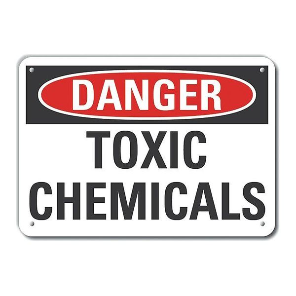 Plastic Toxic Materials Danger Sign, 7 in H, 10 in W, Plastic, Vertical Rectangle, LCU4-0379-NP_10X7