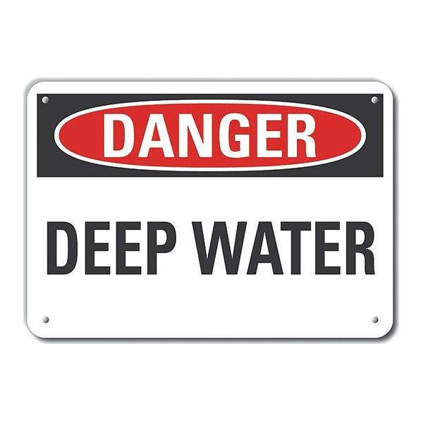 Reflective  Water Safety Danger Sign, 7 in Height, 10 in Width, Aluminum, Vertical Rectangle