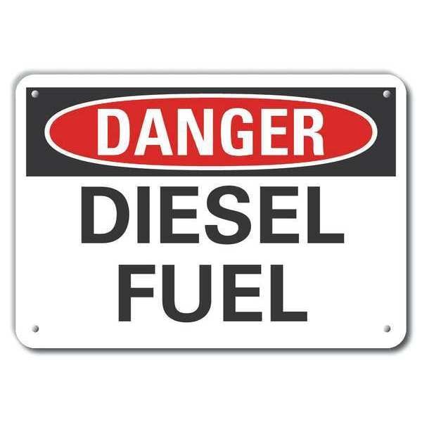 Plastic Diesel Danger Sign, 7 in H, 10 in W, Vertical Rectangle, LCU4-0338-NP_10X7